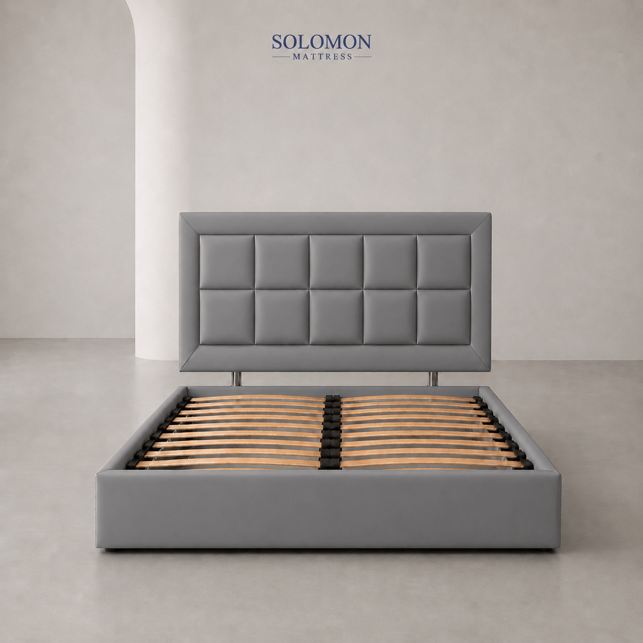 ฐานรองหัวเตียง 6 ฟุต SOLOMON สี เทา_2